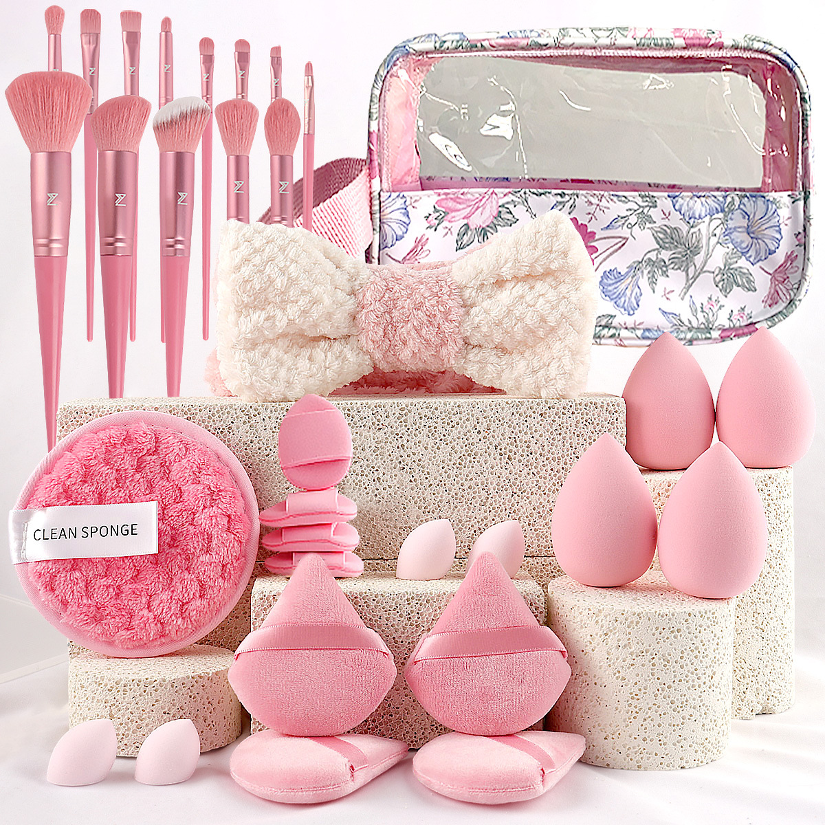 Beauty Makeup Tools Set - 32 Pcs Pink Makeup Brush Set