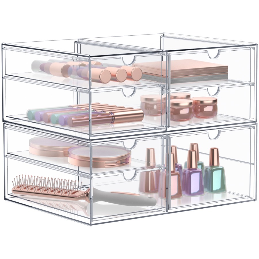 Your Beauty Makeup - Stackable 2-Piece Clear Makeup Organizer with