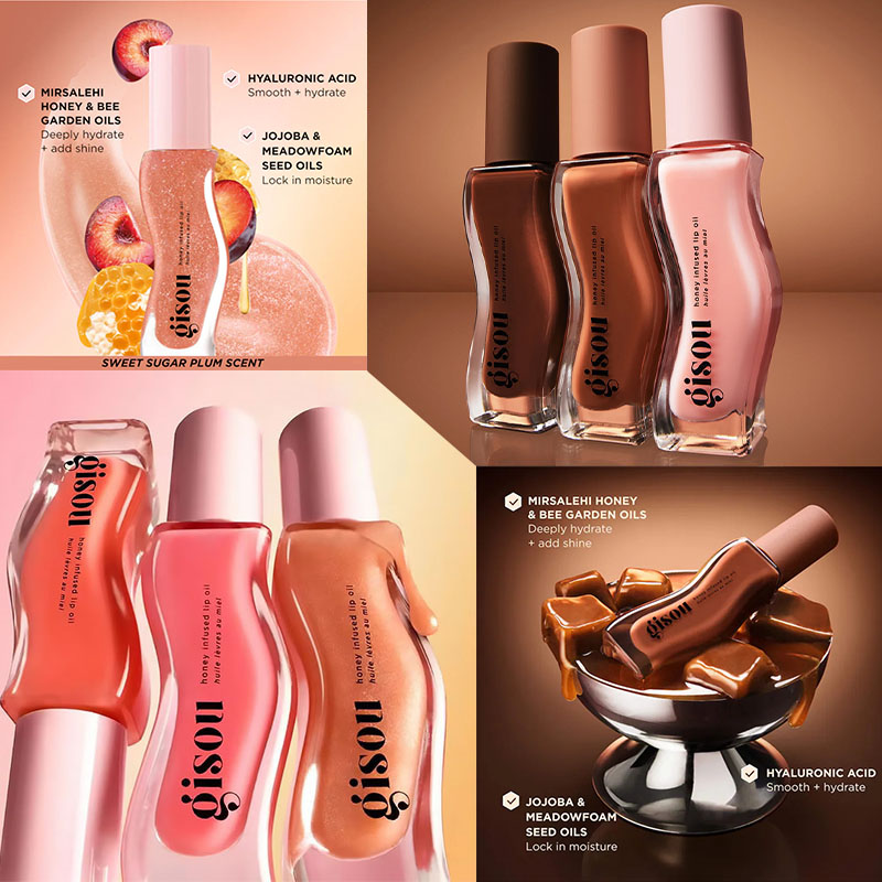 Huda Beauty Makeup Set - Gisou New Colors Glazed Plum Lip