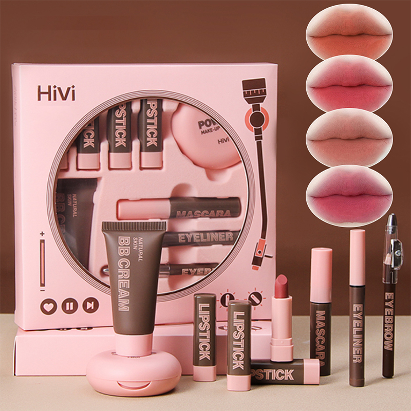 Huda Beauty Makeup Set - Gift Box 9-piece Lipstick Powder Mascara