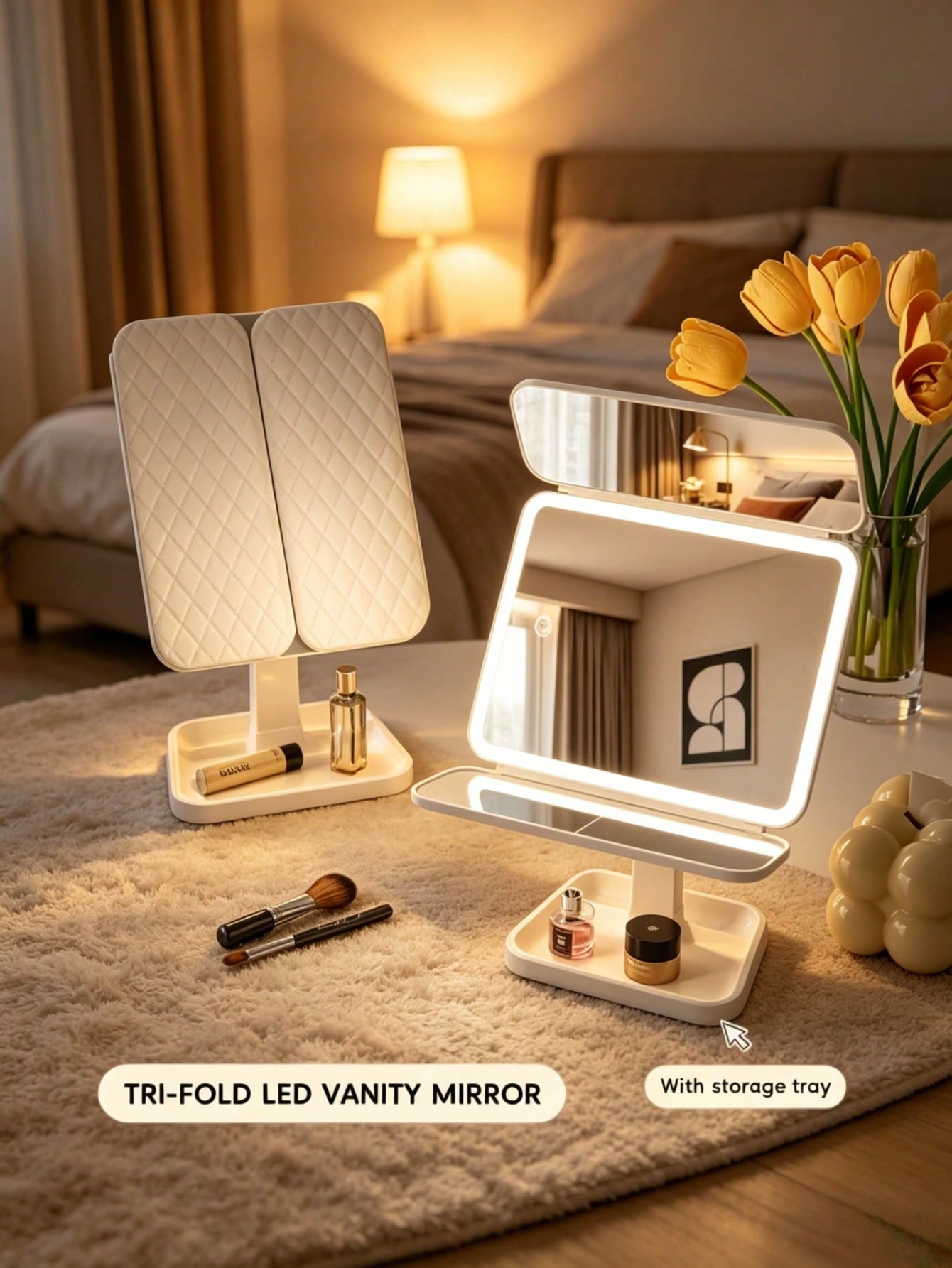 Your Beauty Makeup - Trifold Makeup Mirror LED Lights Dorm