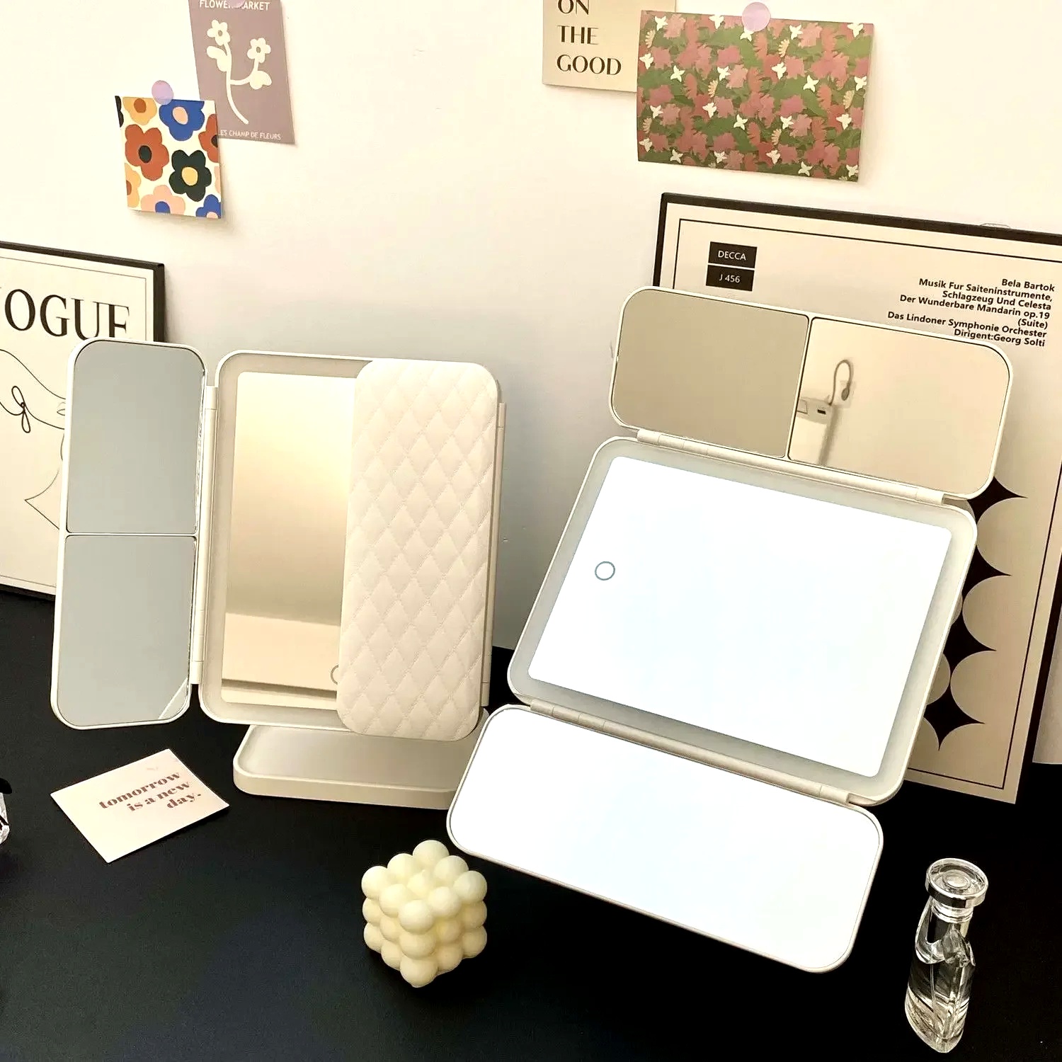 Trifold Makeup Mirror LED Ligh - Your Beauty Makeup ulasan dan harga