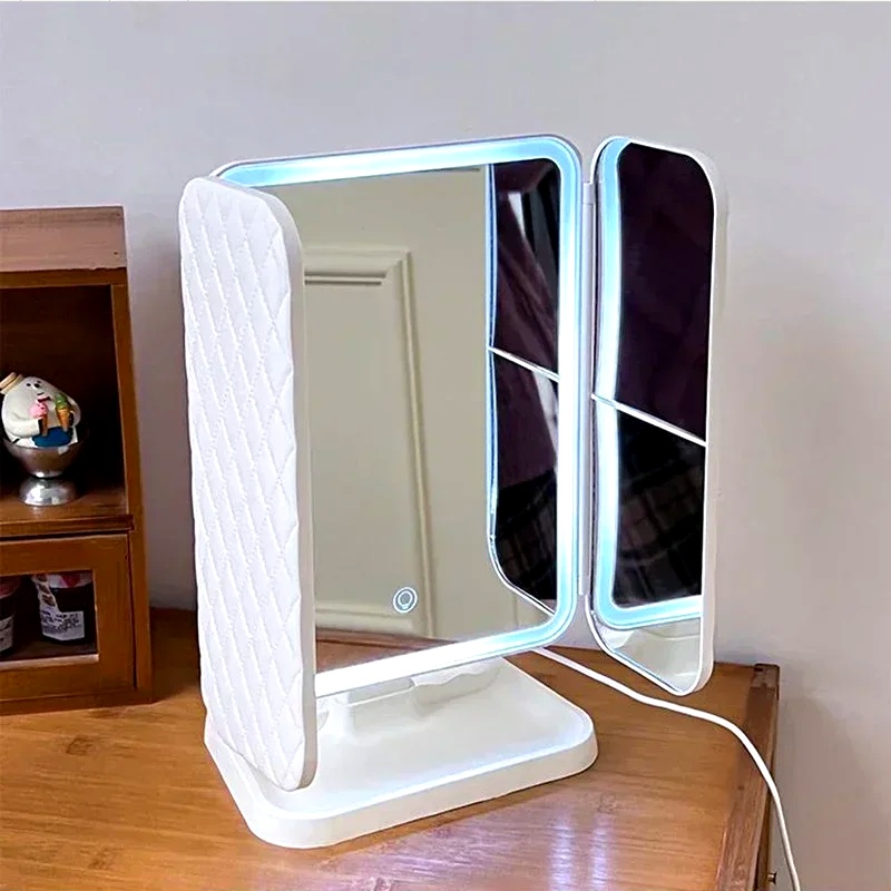 Trifold Makeup Mirror LED Ligh - Your Beauty Makeup ulasan dan harga