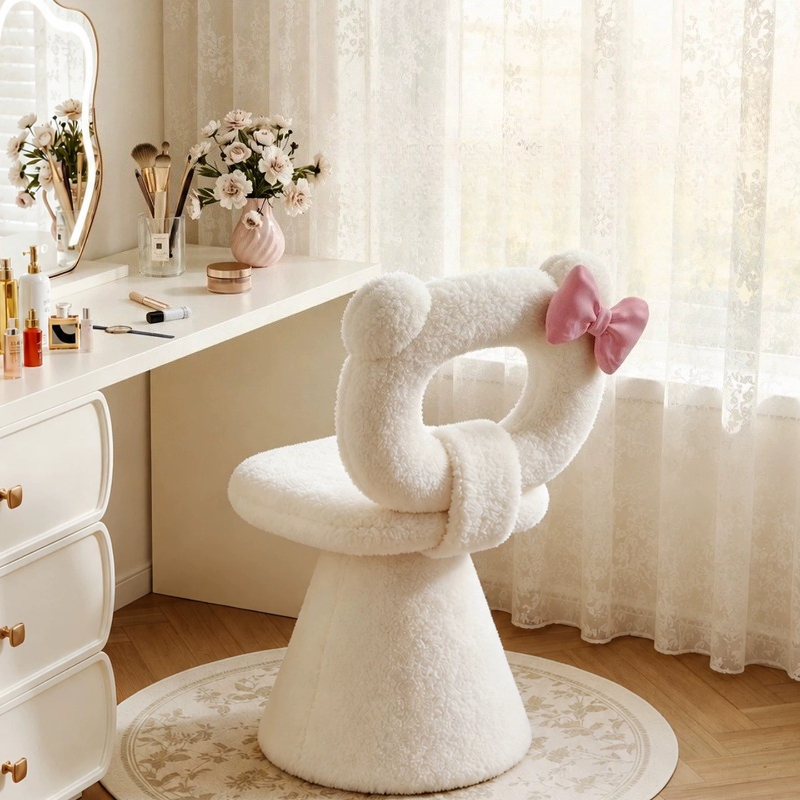 Bow Dressing Vanity Stool Pink - Makeup And Beauty ulasan dan harga
