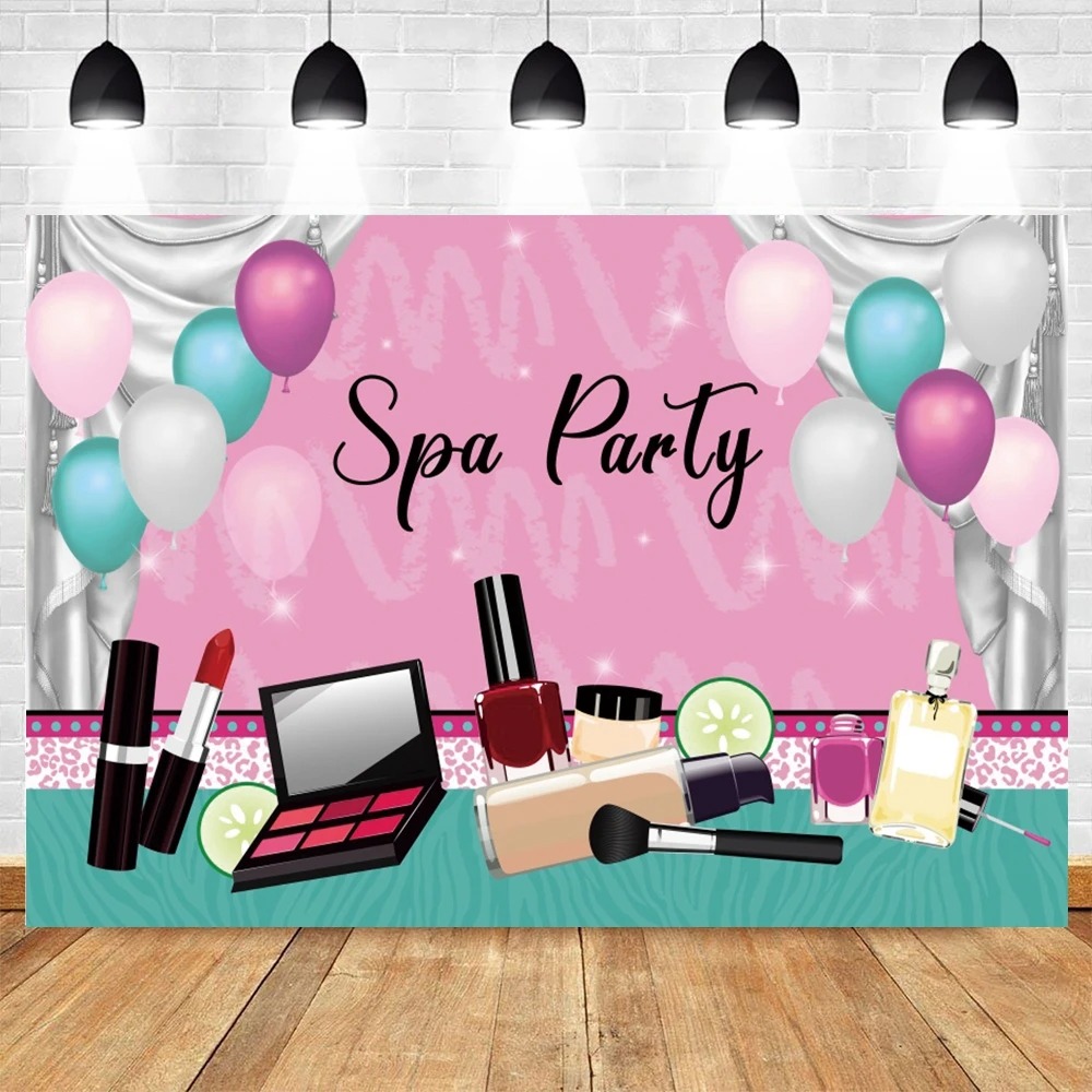 Spa Party Themed Backdrop for  - Beauty Makeup Girl Photo ulasan dan harga