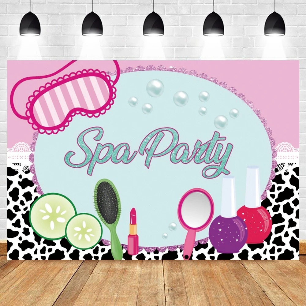 Spa Party Themed Backdrop for  - Beauty Makeup Girl Photo ulasan dan harga