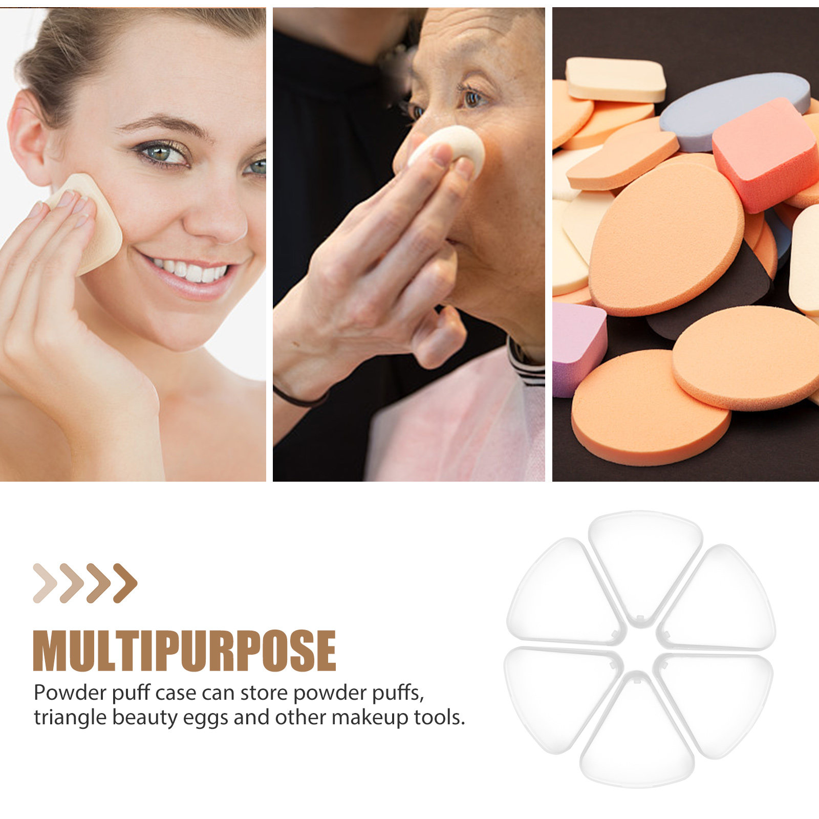 6Pcs Triangle Powder Puff Case - Makeup And Beauty ulasan dan harga