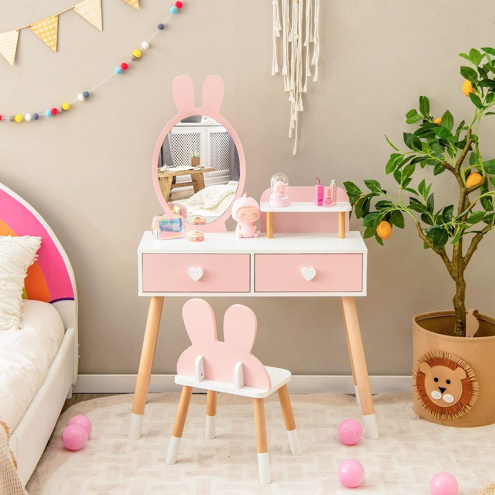 2-in-1 Wooden Princess Makeup  - Beauty Makeup Chair ulasan dan harga