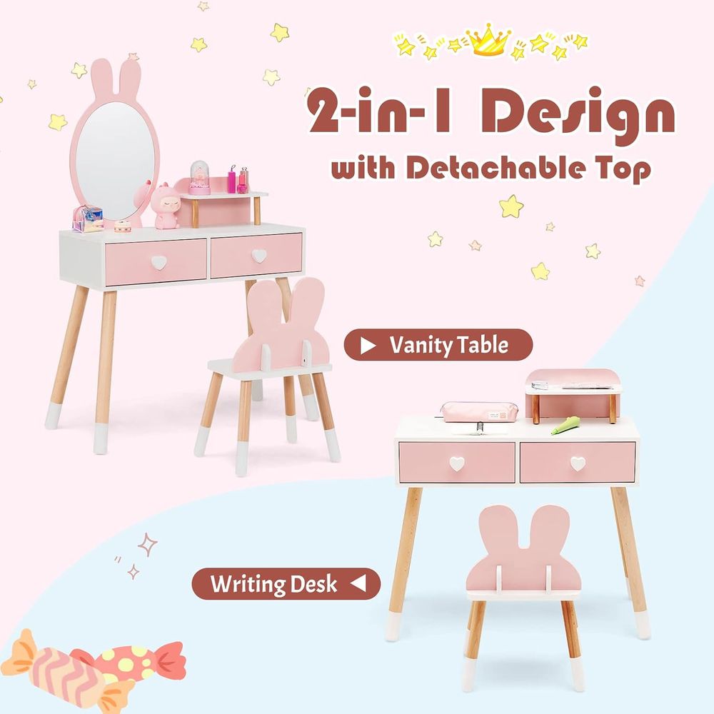 2-in-1 Wooden Princess Makeup  - Beauty Makeup Chair ulasan dan harga