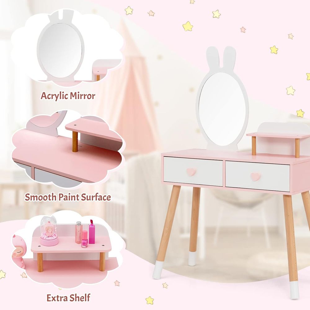 2-in-1 Wooden Princess Makeup  - Beauty Makeup Chair ulasan dan harga