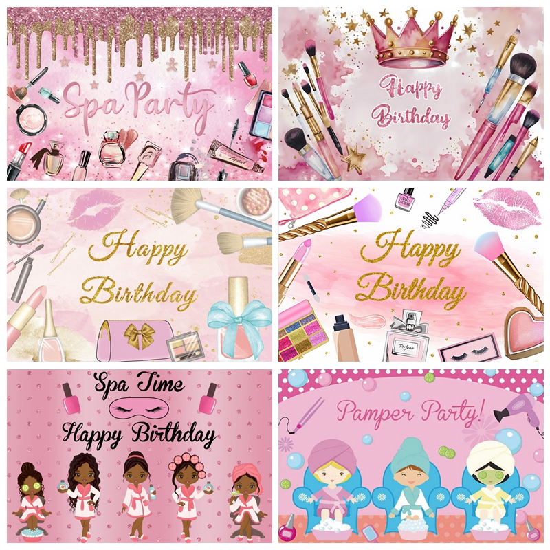 Spa Party Themed Backdrop for  - Beauty Makeup Girl Photo ulasan dan harga