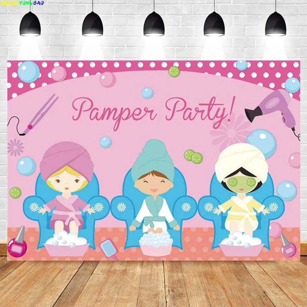 Spa Party Themed Backdrop for  - Beauty Makeup Girl Photo ulasan dan harga