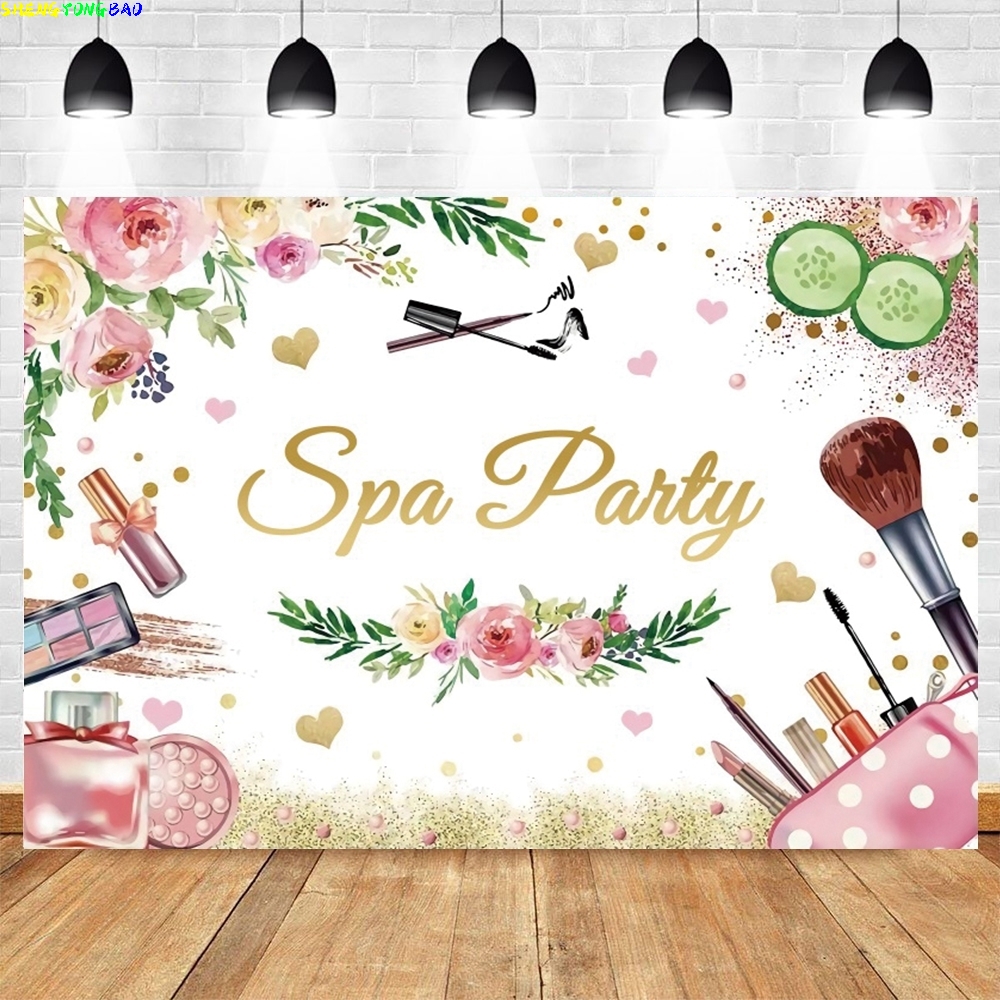Spa Party Themed Backdrop for  - Beauty Makeup Girl Photo ulasan dan harga