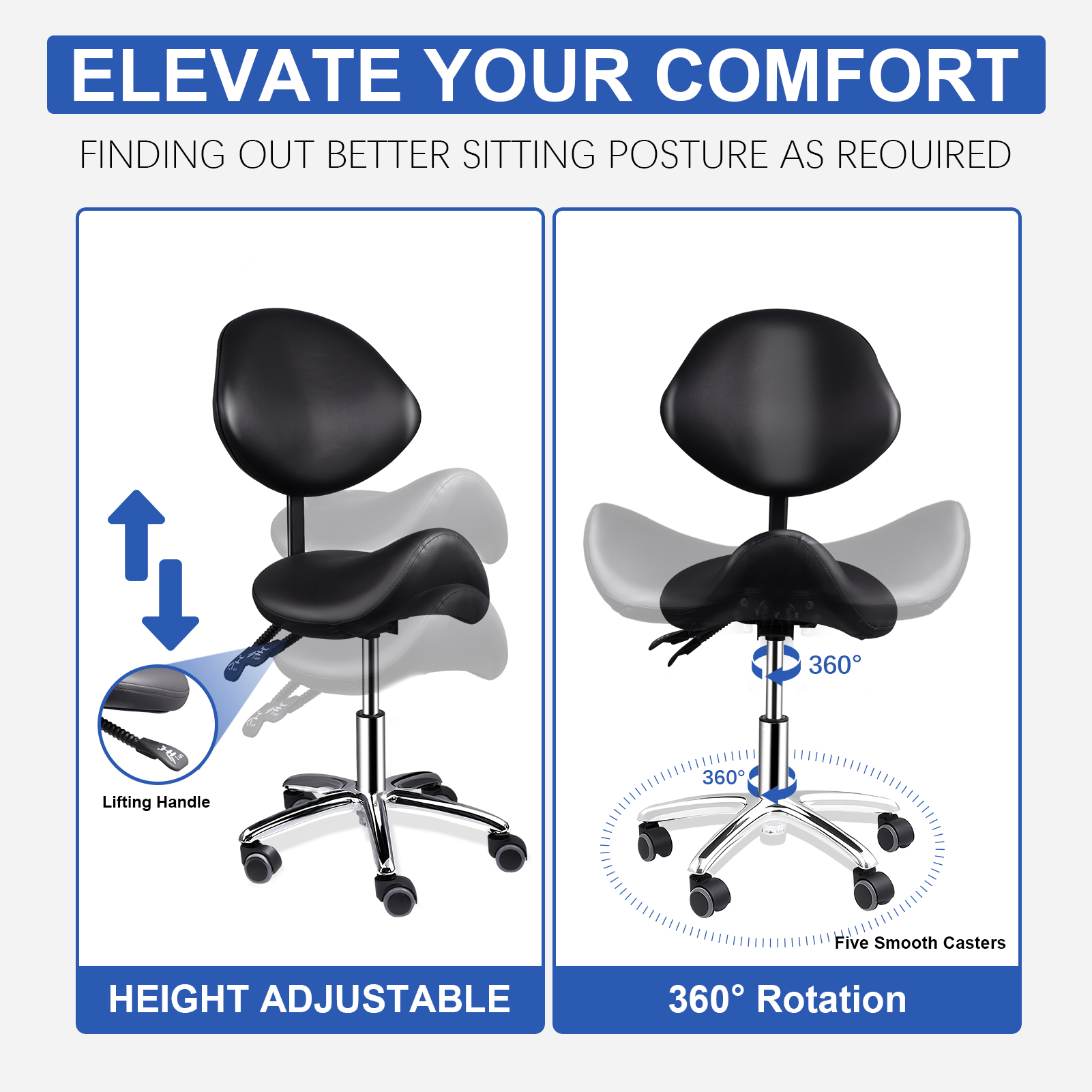 Ergonomic Rolling Saddle Chair - Beauty Makeup Chair ulasan dan harga