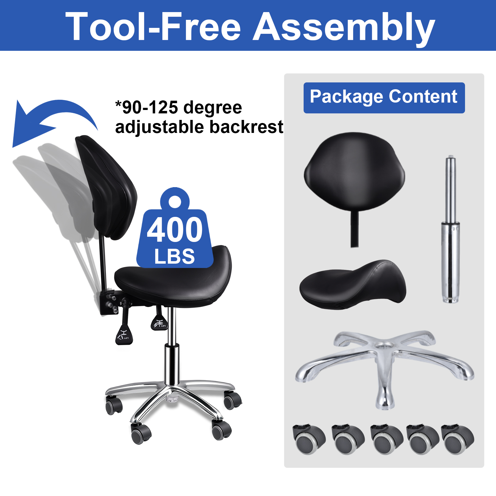 Ergonomic Rolling Saddle Chair - Beauty Makeup Chair ulasan dan harga