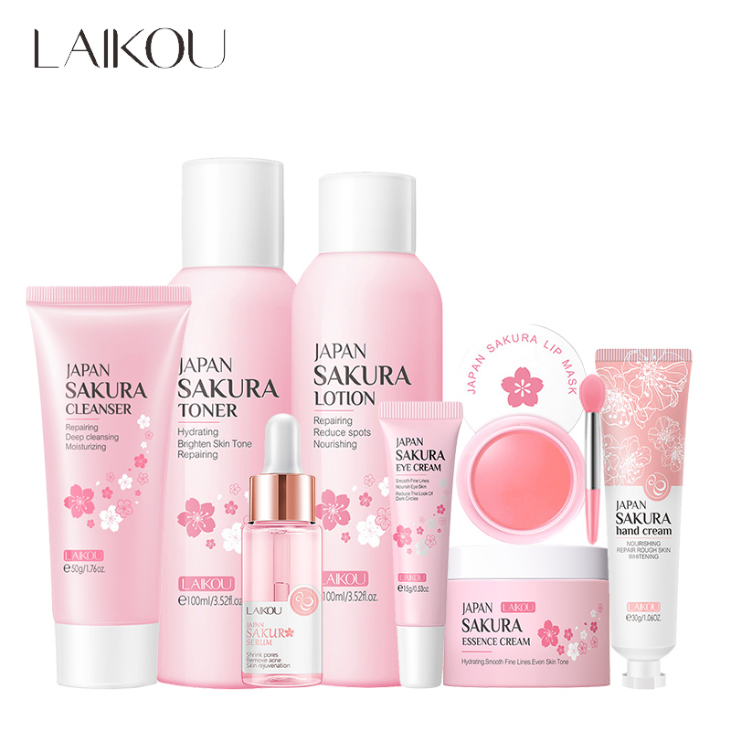 LAIKOU 8Pcs Sakura Facial Skin - Beauty Makeup Cream ulasan dan harga