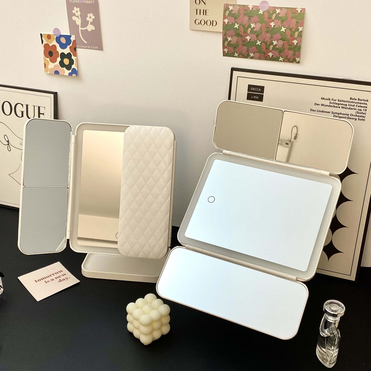 Trifold Makeup Mirror LED Ligh - Your Beauty Makeup ulasan dan harga