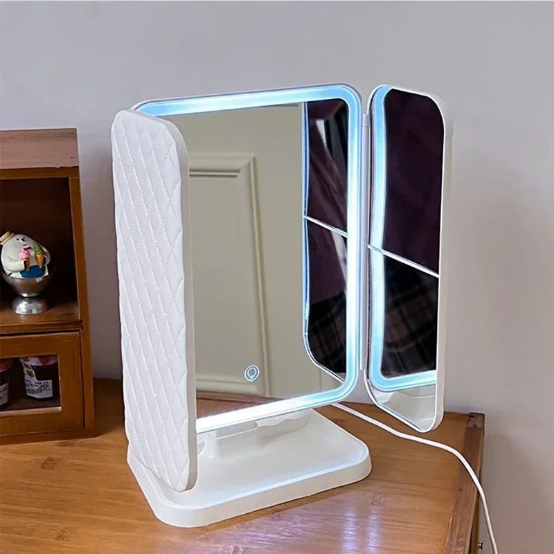 Trifold Makeup Mirror LED Ligh - Your Beauty Makeup ulasan dan harga